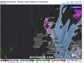 英国气象地图变成紫色，大雪将以5英寸的速度席卷英国